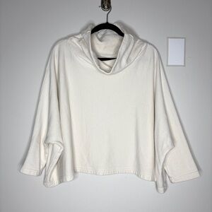 Bryn Walker Astrid Shirt Bamboo Fleece Cowl Dolman Relaxed In Ivory Cream Size S